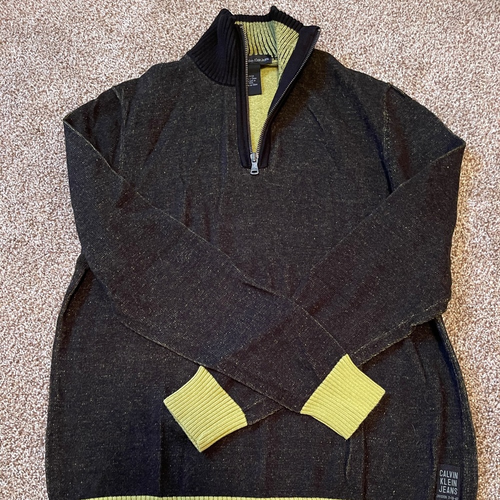 Calvin Klein Jeans Long Sleeve Sweater Black and Green